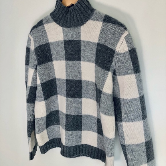 100% lambswool gray gingham sweater - Picture 7 of 14